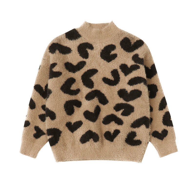 Pull en velours doux à motif léopard pour fille, tricot , tenue de sport pour bébé, Boutique, printemps-automne