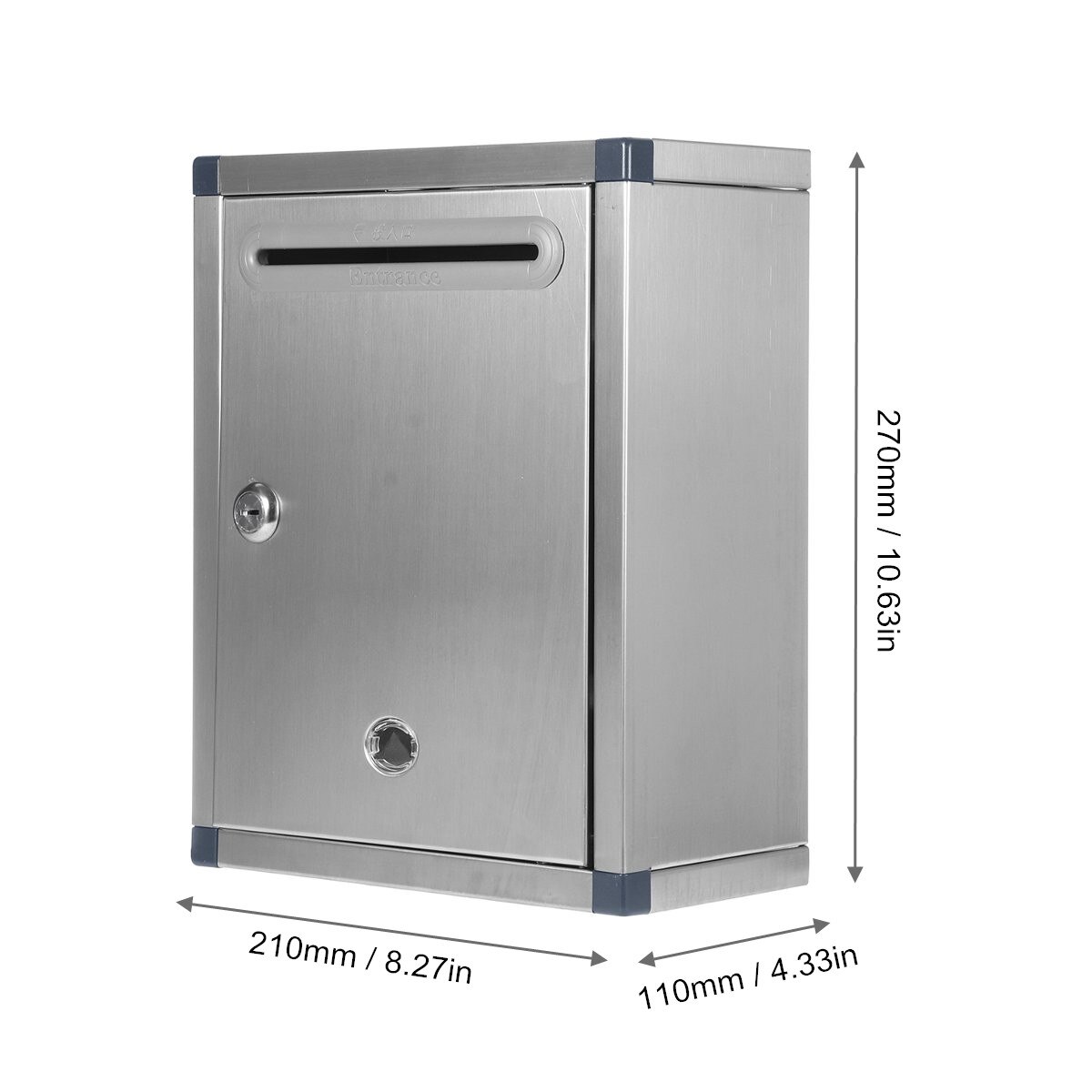 Stainless Steel Mailbox Outdoor Security Locking Mailbox Letter Box Suggestion Box Newspaper Mail Letter Post Home Garden Decor