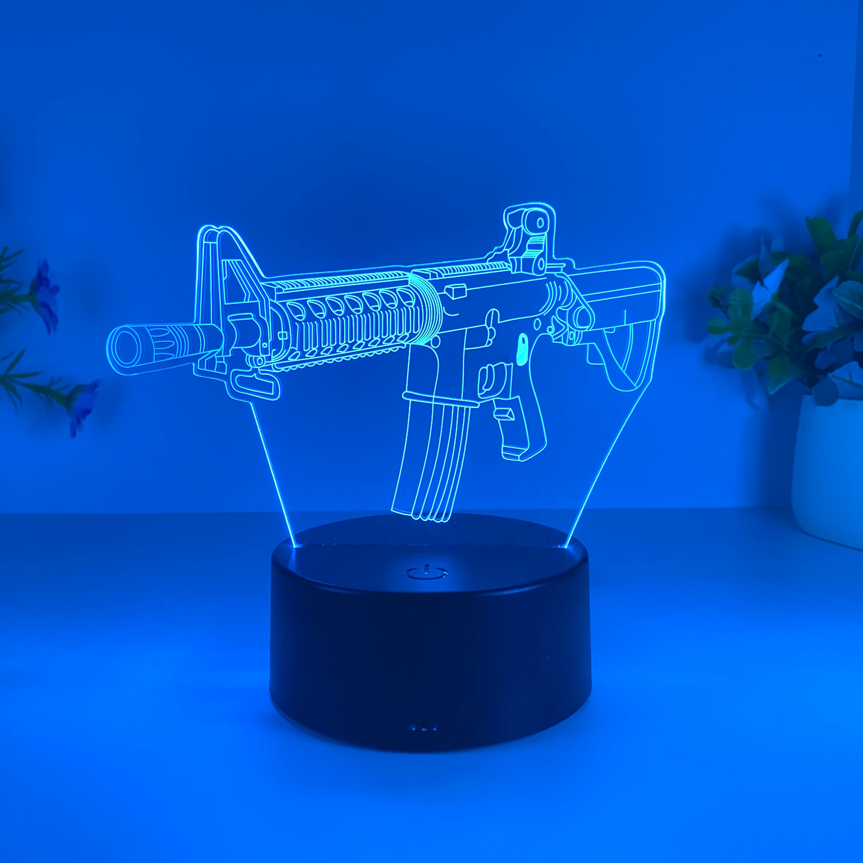 1 Stück Maschinenpistole Modellierung Nachtlicht, USB-Atmosphäbetreffend Tischleuchte, Weihnachtsgeschenk Tischleuchte für Freunde.: Blau