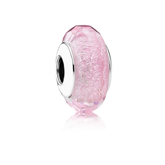 S925 Silver Grain Swirl, Crown, White, Purple Orchid, Lovely, Geometric Charm DIY Original Female Jewelry: Pink