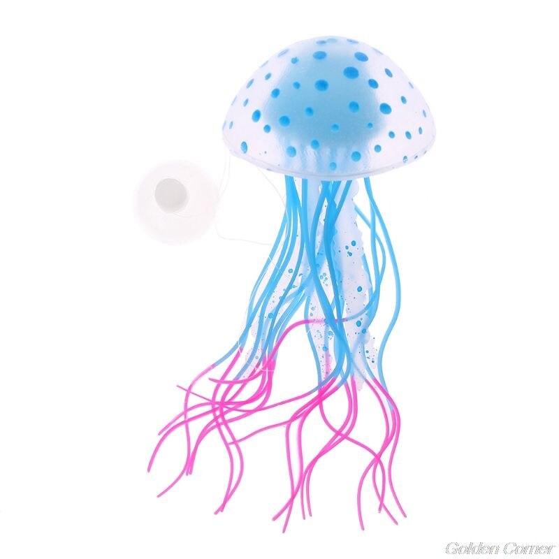 Decoração para aquário, fluorescente, água-viva, tanque de peixes, autêntico, simulação, trompete, decoração d10 20, dropshipping: Azul