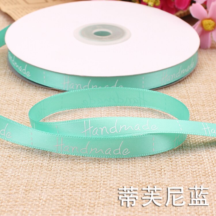 9Mm Handgemaakte Brief Gedrukt Satijnen Linten Bruiloft Verjaardag Party Kerst Bloem Geschenkdoos Wikkelen Diy Cake Bakken Linten: Tiffany Blue