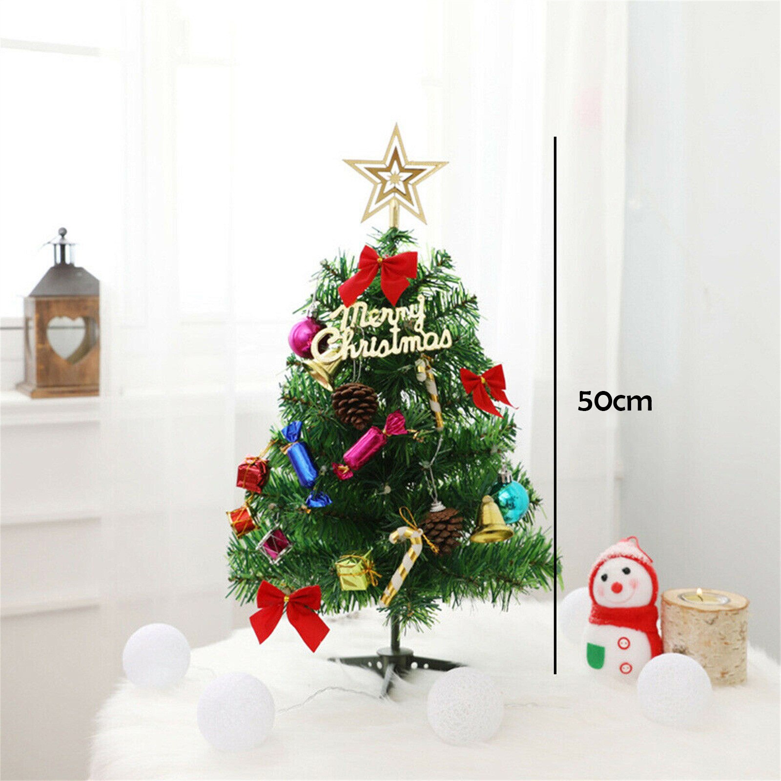 50cm LED Artificial Small Mini Christmas Tree Tabletop Desk Ornaments Xmas Home Decor for Christmas Tree Decoration