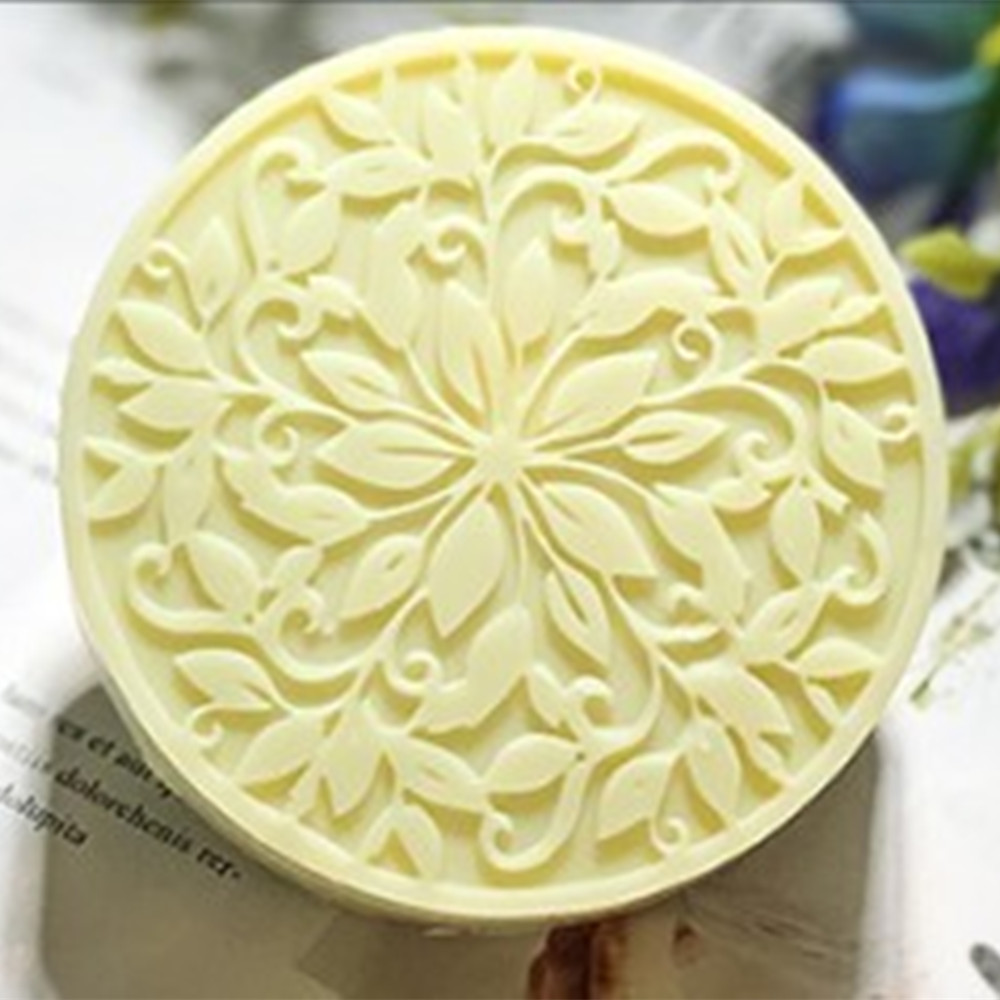 Padrão de flor artesanal sabão silicone molde diy esculpido quadrado redondo fazendo sabão silicone molde chocolate bolo ferramentas decoração