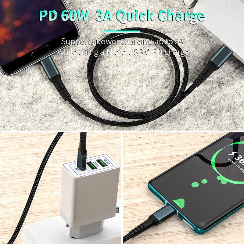 USB-C To Micro USB Cable OTG Charge Cable For Samsung xiaomi Huawei Micro USB to Type C Cable For Macbook PD Fast Charge Cord