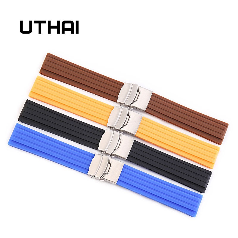 Uthai Z21 18Mm 20Mm 22Mm 24Mm Horlogebanden Siliconen Band Soft Rubber Band Waterdichte Sport Band Band patroon