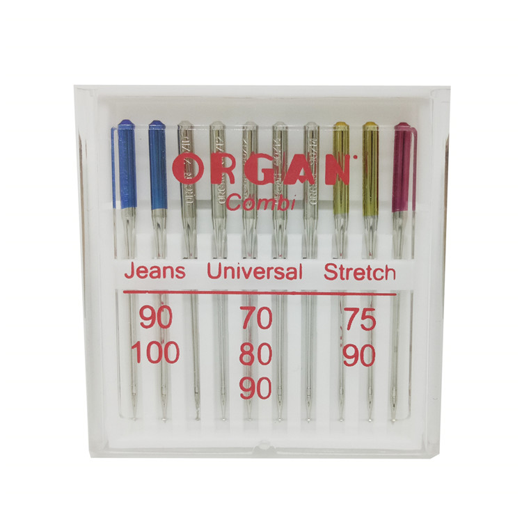 10pcs/pack ORGAN Home Sewing Machine Needles For Jeans Universal&amp; Super Stretch Various Purposes Combi Pack Needle