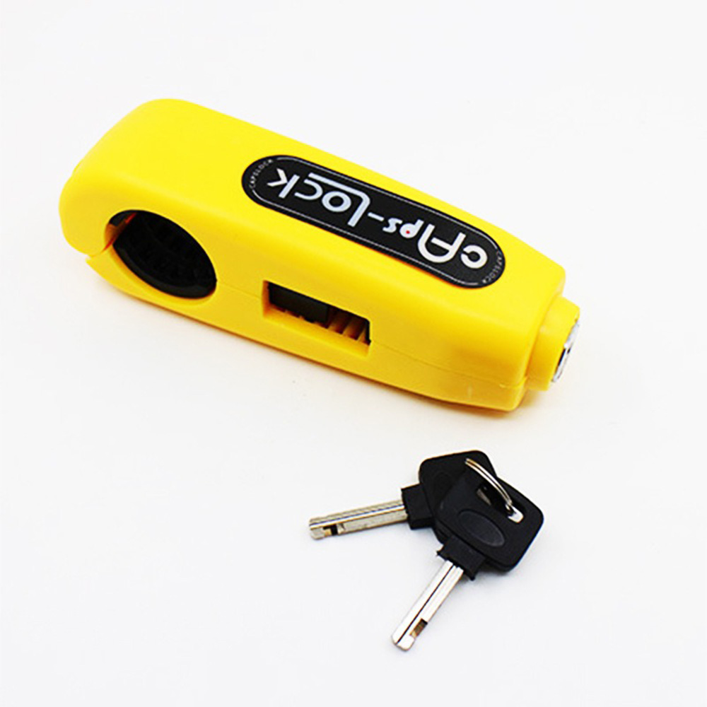 Universal Motorcycle Lock Scooter Handlebar Safety Lock Brake Throttle Grip Anti Theft Protection Security Locks: Yellow