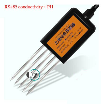 Soil temperature and humidity sensor PH conductivity nutrient soil sensor soil NPK sensor nitrogen phosphorus potassium detector: RS485 PH-EC