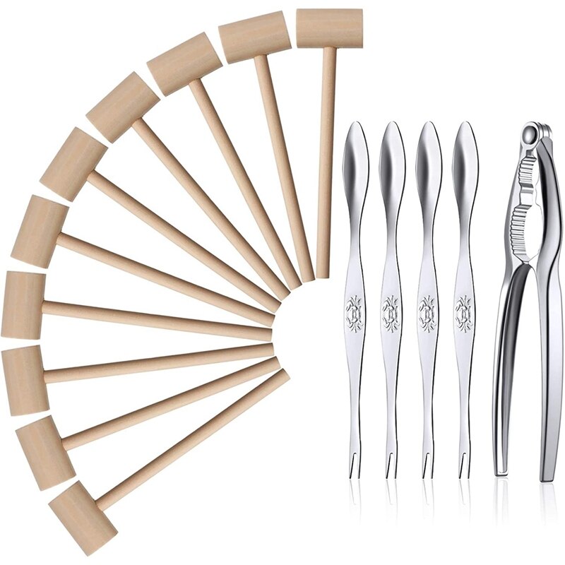 15Pcs Crab Lobster Hammer Seafood Tool Kit, Including Lobster Mallets Crab Leg Forks and Crab Crackers, Nut Crackers: Default Title