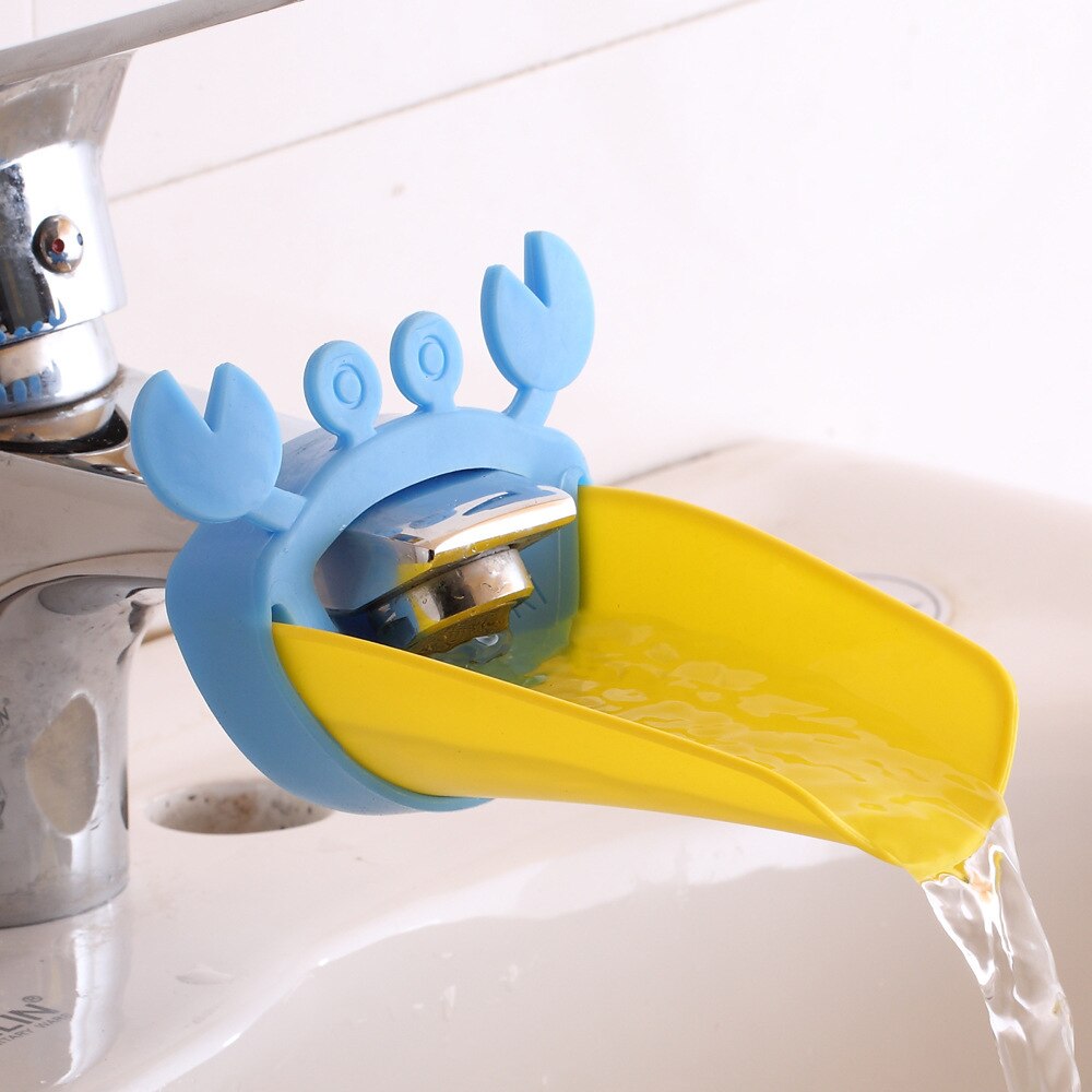 Søde barn håndvask extender silikone vandhane extender baby badekar børn gummi badeværelse vask krabbe vand nå vandhane vask: 1