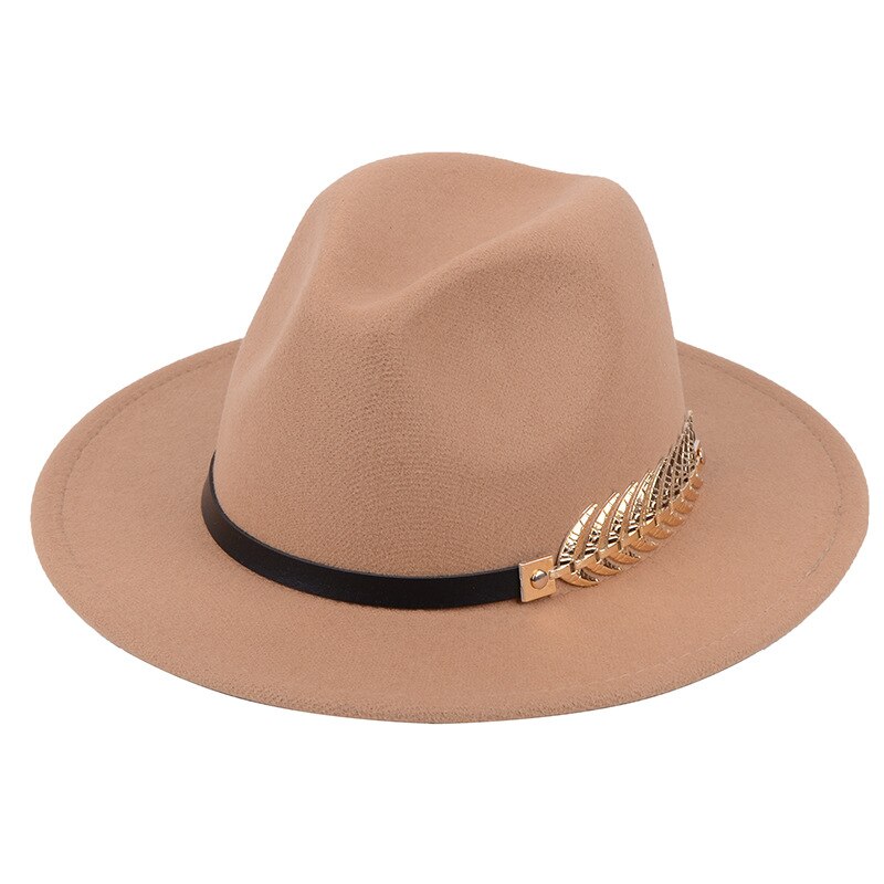 SLECKTON Fedoras Hats for Women Casual Girl Panama Jazz Cap Ladies Woolen Top Hat Men Bowler Hats Unisex Gorras S1078: Light tan