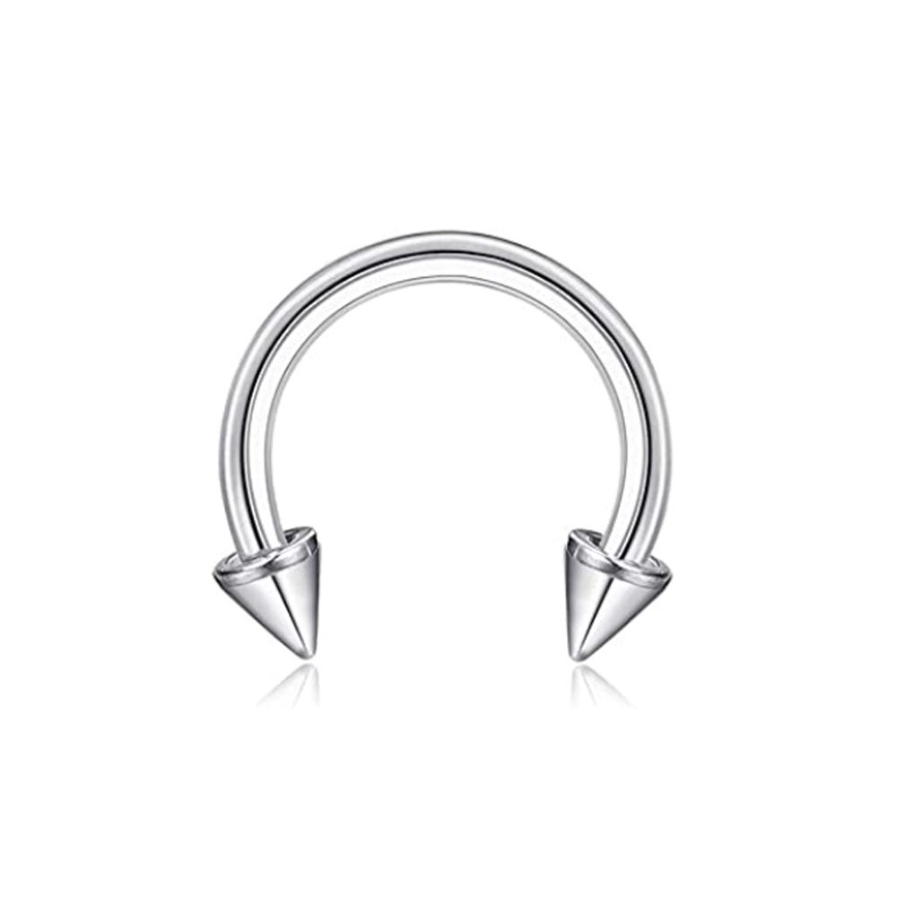 1Pcs Spike Septum Rings 16G Surgical Steel Piercing Jewelry Vertical Snake Bite Jewelry Lip Rings for Women Men 8mm/10mm: black / Rhodium Plated