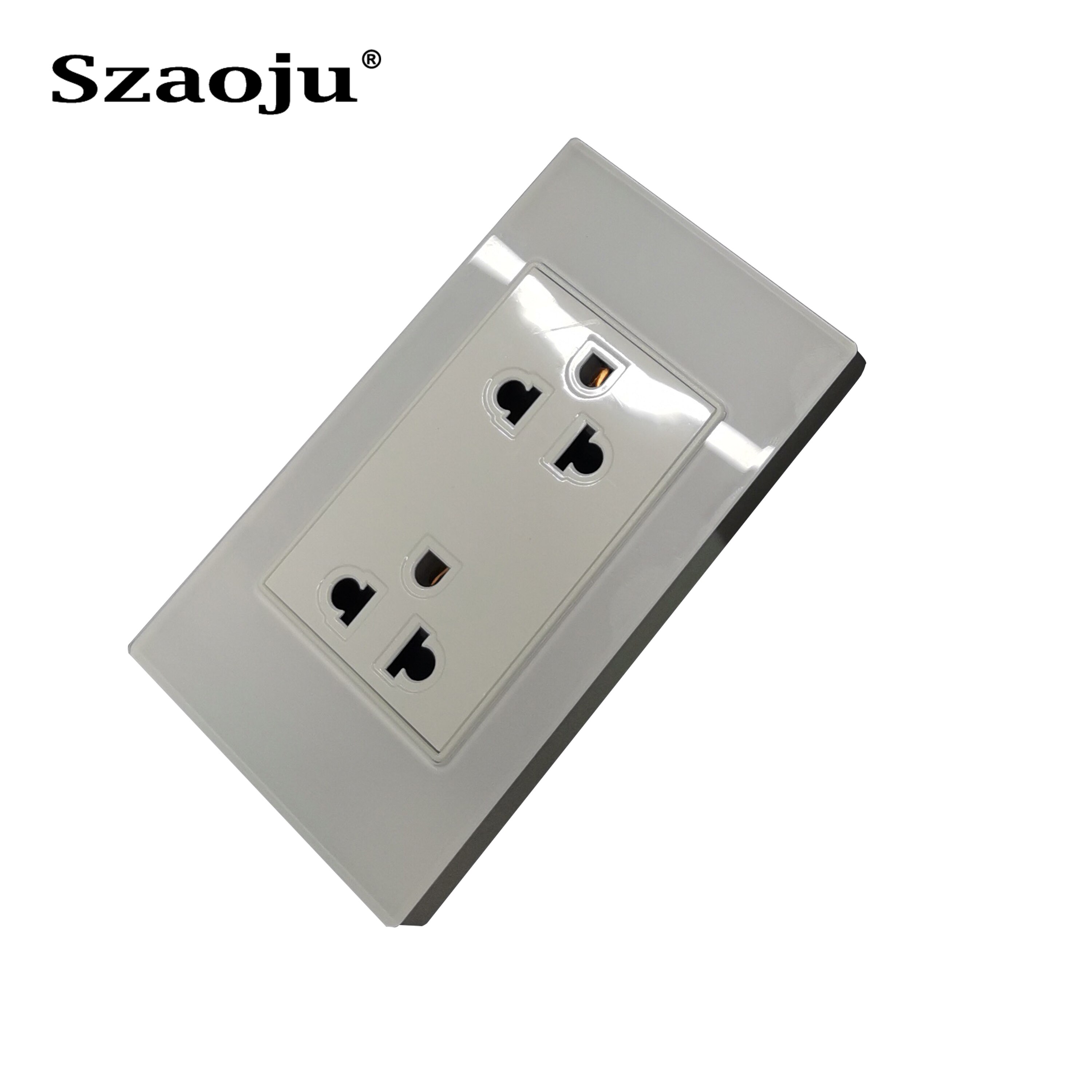 Szaoju Wall Socket Luxury 2.5D Crystal Glass Panel Multi Function,15 Amp US Standard Duplex Receptacle, 110v-127v-250v Adaptable