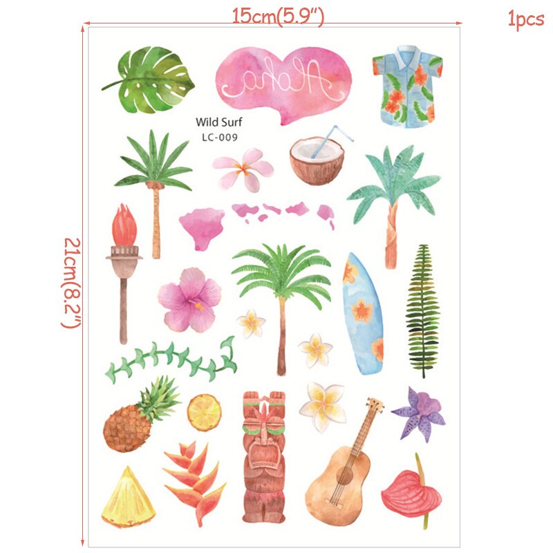 1 stk flamingo tropisk hawaiiansk fest hjemmeinnredning tatoveringsklistremerker sommer midlertidige tatoveringer hawaii luau strandfest dekorutstyr: 5