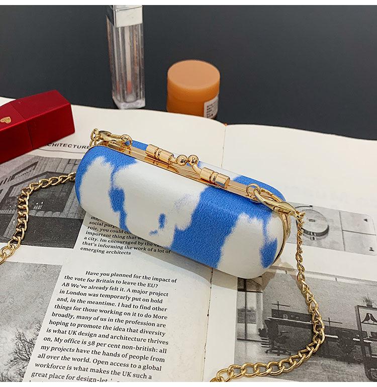 Mini Lippenstift Halfter Schulter Tasche mit Spiegel Faux Leder Frauen Abnehmbare Kette Reise Crossbody Geldbörse machen-hoch Lagerung Handtasche: Blau