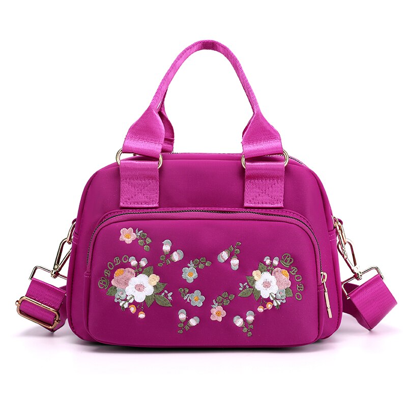 Waterdichte Vrouwen Nylon Enkele Schoudertas Handtassen Dames Vrouwelijke Grote Capaciteit Tote Crossbody Bag: Hot Pink