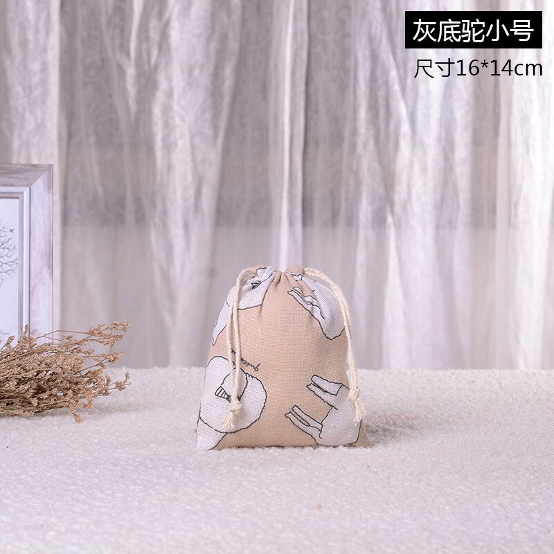 Cotton Linen Cat Pattern Beam Drawstring Bag Cosmetic Bag Travel Makeup Case Organizer Women Men Shoes Zakka Storage Pouch: 1 S