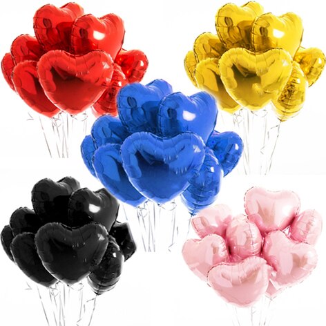Globos en forma de corazón de aluminio rosa y oro rojo de 18 pulgadas, 5 uds., globos en forma de corazón románticos de amor, globos de aluminio, decoración de de cumpleaños o boda: mix colors