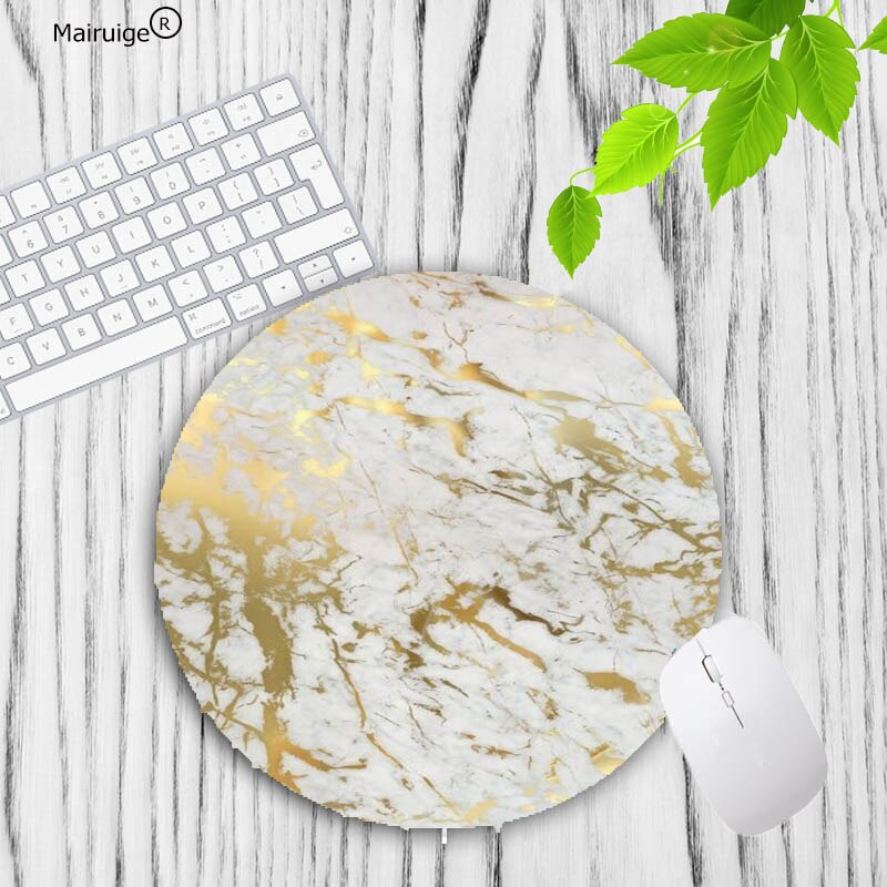 XGZ Top Modern Faux Gold Glitter Marble Mousepads Gamer Gaming Mouse Pads Round Mousepad Small Rubber 20X20CM Mouse Mat