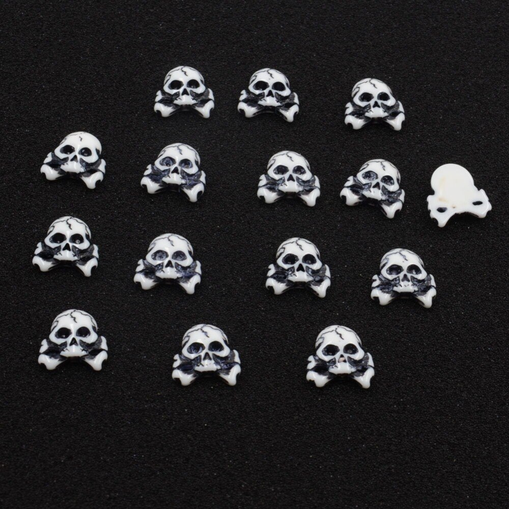 BOLIAO 20Pcs 15*16mm White &amp; Black Skull Resin Flat terug Plakboek Kleding/Tassen/Hoeden decoratie Craft DIY R507