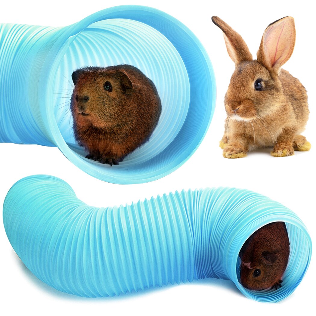 Pet tunnel udvidelig plast hamster tunnel pet play legetøj pet sjovt legetøj kanin play tunnelrør til lille kæledyr: Blå