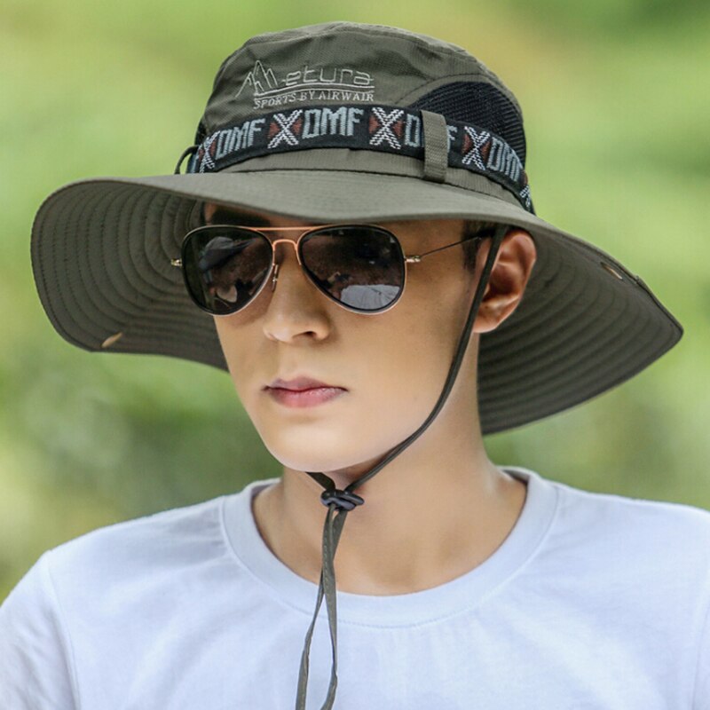 Summer Fishing Hat Man Women Wide Breathable Mesh Fishing Cap Beach Hats Sun Men's Outdoors UV Protection Shade Hat
