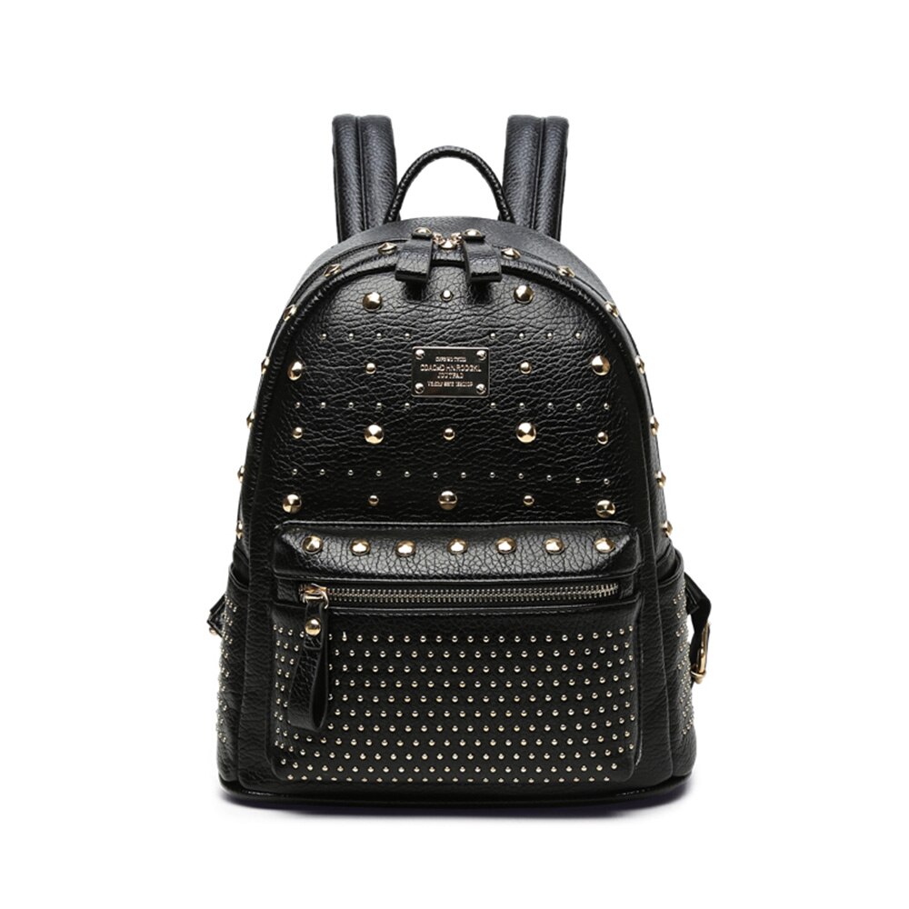 Rosetic Punk PU Leather Backpacks Women School Bags Rivet Gothic Black Pink White Teenager Casual Backpacks Travel: Black