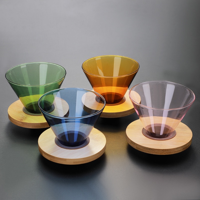 Imellow Glass Coffee Filter v60 Glass Hand Drip Filter Heat-Resistant Coffee Brewing Filter Cup Espresso Coffee Kitchen Tools