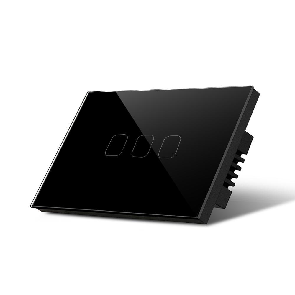 Smart lampe Schalter Smart Home Haus Wand Schalter 110V 220V Touch Sensor LED licht Schalter 1/2/3 Gang EU UNS Standard Smart Switch: 3 Gang-Black-US