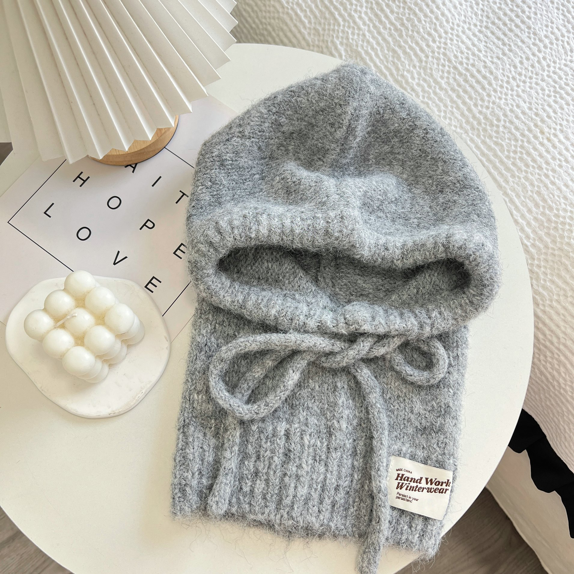 Strikkede luer til menn og kvinner, vintervarm unisex hettelue, halskrage, skjerflue, skilue, kalde luer, balaklava, lue: Grå