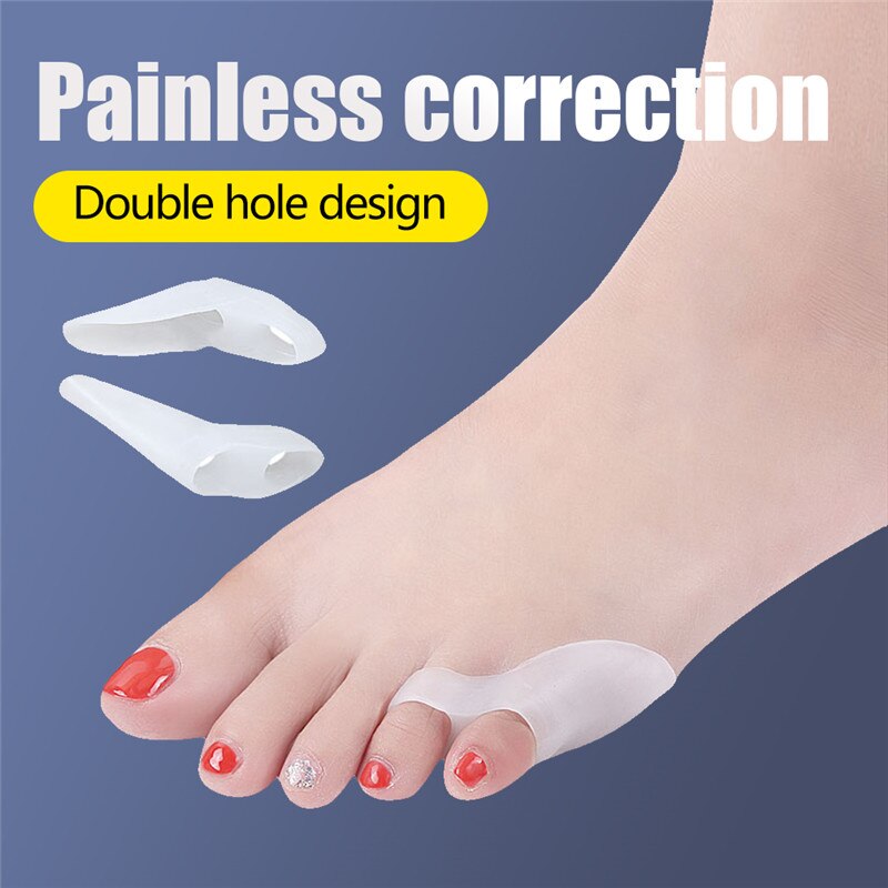 2 Stks/paar Dubbel-Gat Kleine Teen Separator Witte Huidskleur Bunion Pijnbestrijding Toe Straightener Protector Foot Care Tool