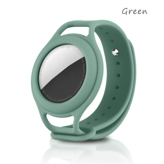 Voor Apple Airtags Kinderen Pols Bandjes Siliconen Case Air Tag Accessoires Protector Tracker Beschermhoes Voor Airtag Horlogeband: Green