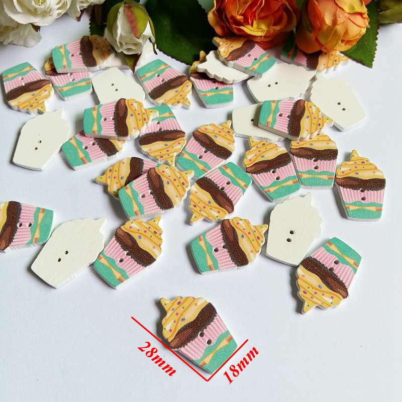 50 stuks/partij 2 gaten gekleurde taart houten knopen schattige gemengde verf decoratie kleding accessoires naaiknopen: Stijl 5