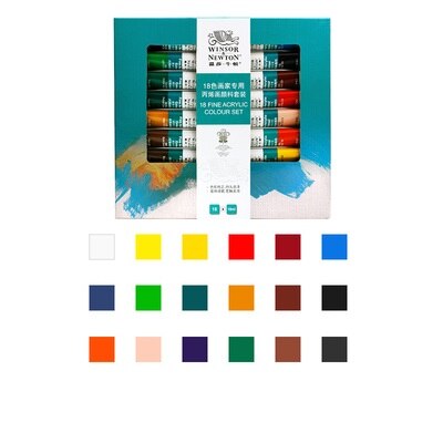 Winsor &amp; Newton 24/18/12 Kleur 10Ml Acryl Pigment Set Stof Textiel Verf Felgekleurde Craft Verven Pigmenten: 18 color
