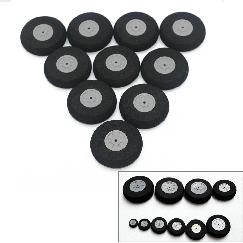 10 teile/los Flugzeug Räder 16mm 20mm 30mm 40mm 50mm 55mm 65mm 75mm 85mm Flugzeug schwamm räder schwamm reifen