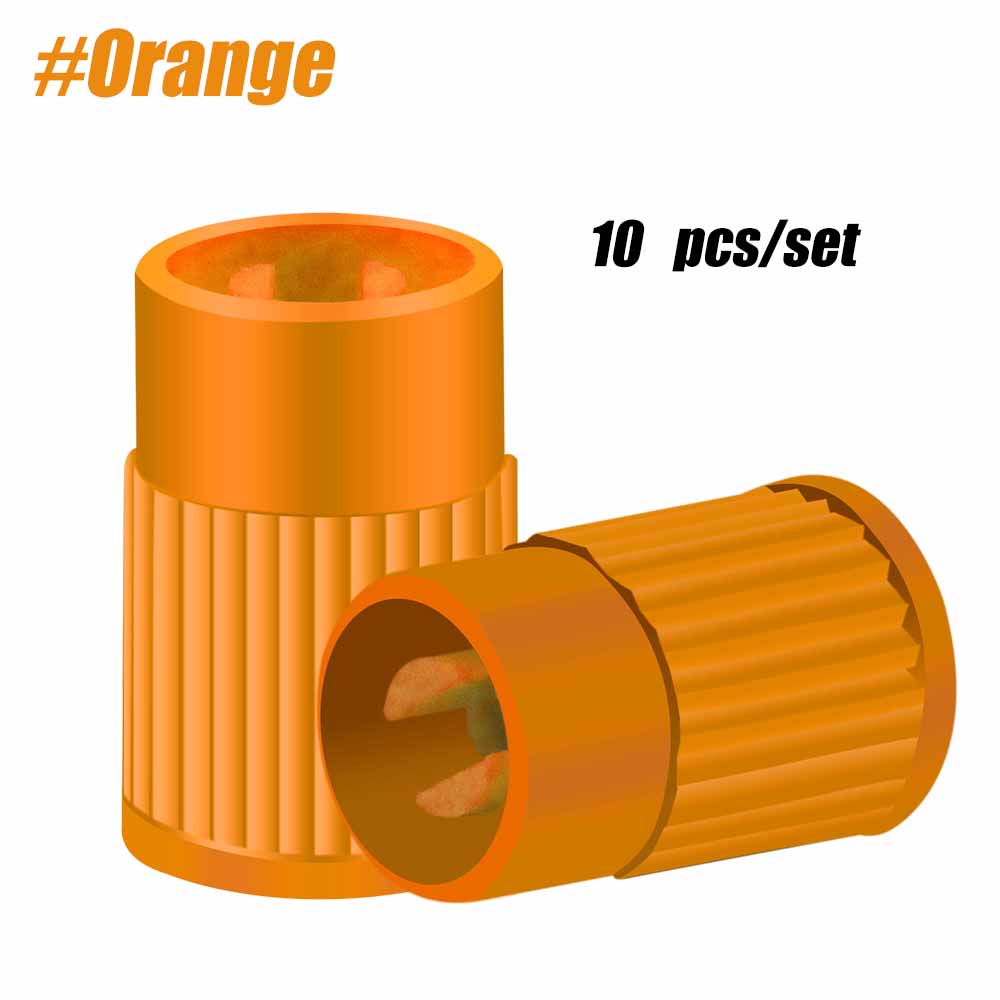 10pcs Tyre Valve Caps, Plastic Car Tire Stem Dust Covers Universal Valve Caps for Cars Trucks Motorcycles SUVs and Bikes: Orange
