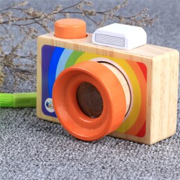 Simulierte Hölzerne Cartoon Kamera Multi-prisma Spaß Spielzeug Einzigen-spiegel Kamera Kaleidoskop Spielzeug Modelle: AI-F28-1