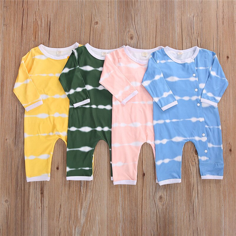 Baby Frühling Herbst Kleidung Neugeborenen Baby Mädchen Jungen binden Farbstoff Kleidung Baumwolle gestreift Strampler Baby Gesamt Nachtwäsche lässig Outfits