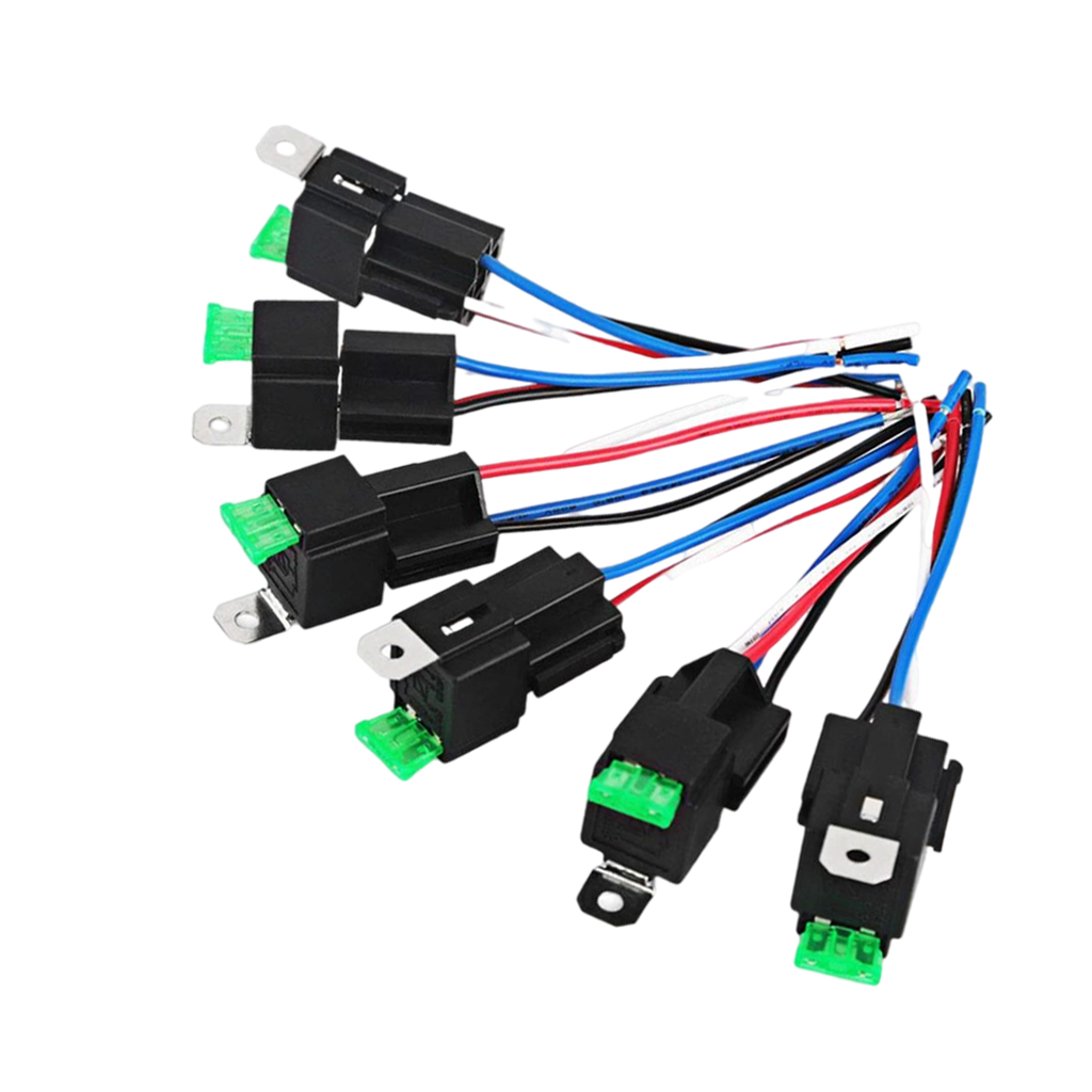 6 Pack 5PIN Automotive Relay Switch Harness Kit 30A Fuse 14AWG Wire 14 AWG Wires Fuse Relay car Truck Socket kit
