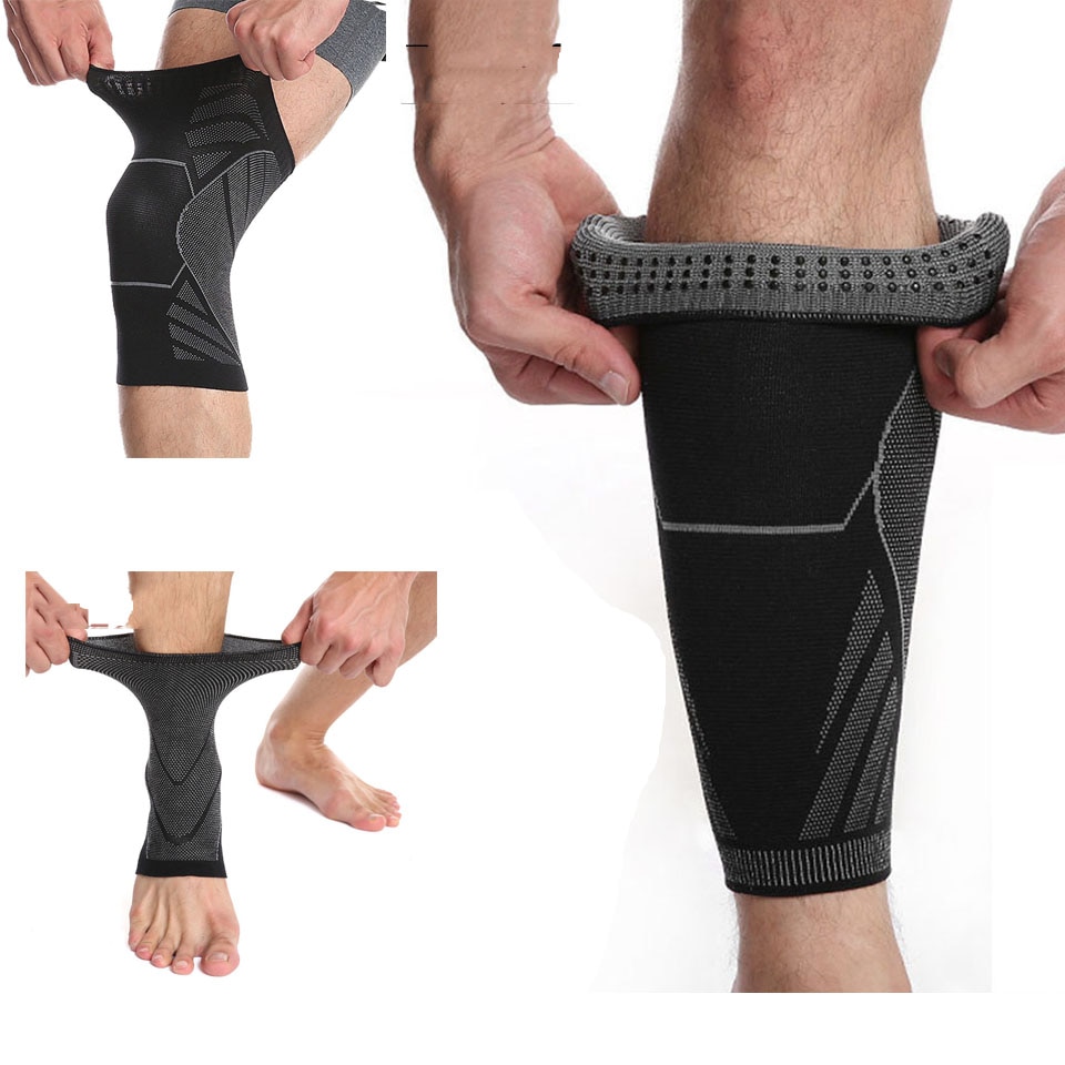 1PCS Elastische Knee Zwarte Knie Pads Knee Brace Been Artritis Injury gym Mouwen Elastische Bandage Enkelbrace Suppo