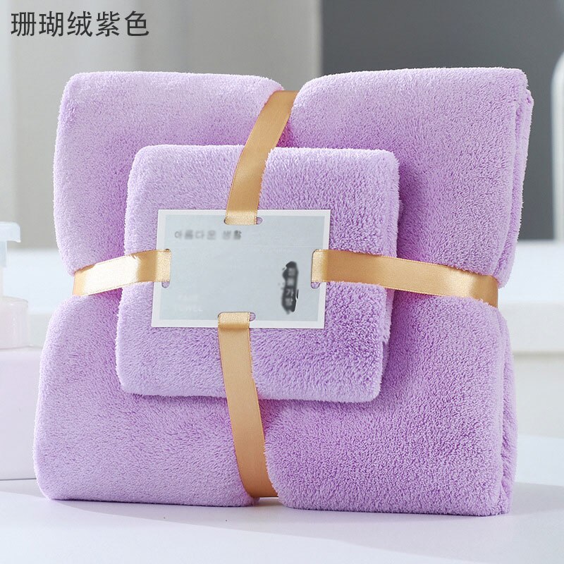 1 einstellen Luxus Super Weiche Handtuch einstellen Hohe saugfähig Schlecht Handtuch + Gesicht Handtücher Solide Farbe Schlecht Handtücher für Erwachsene korallen Vlies: Violett