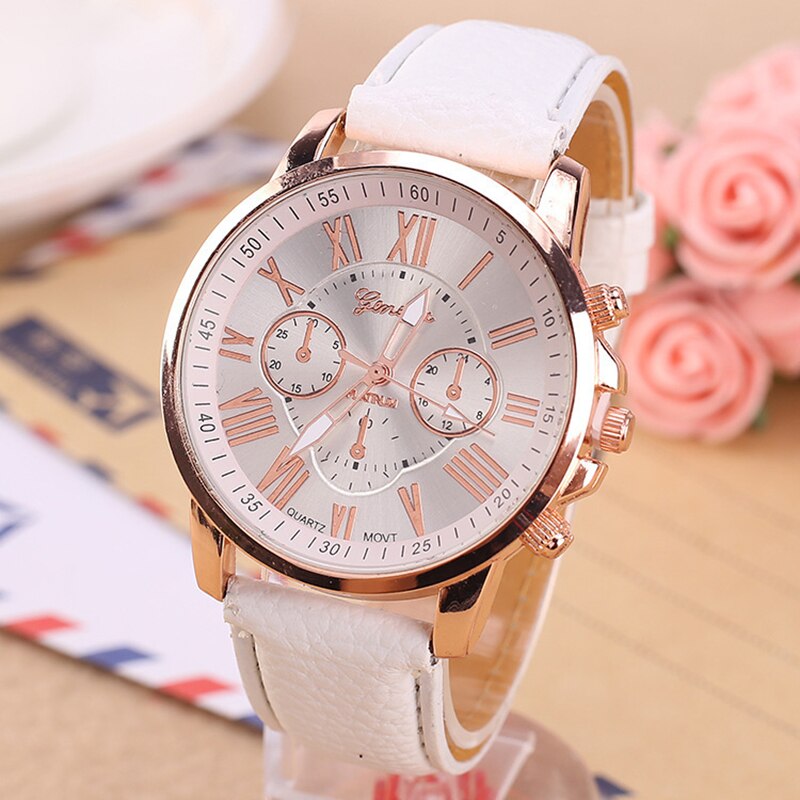 Drie-ogen horloge retro student koppel horloge mannen en vrouwen riem quartz trend horloge: Wit
