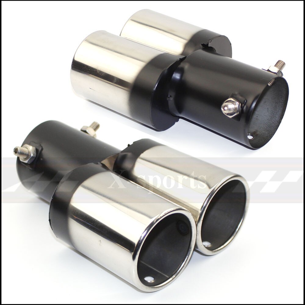 Uitlaatpijp Uitlaat staart pijp uitlaat mondstuk end Universele Rvs Circulaire platte uiteinde een verandering twee dubbele out ID 60MM: Seal straight silver
