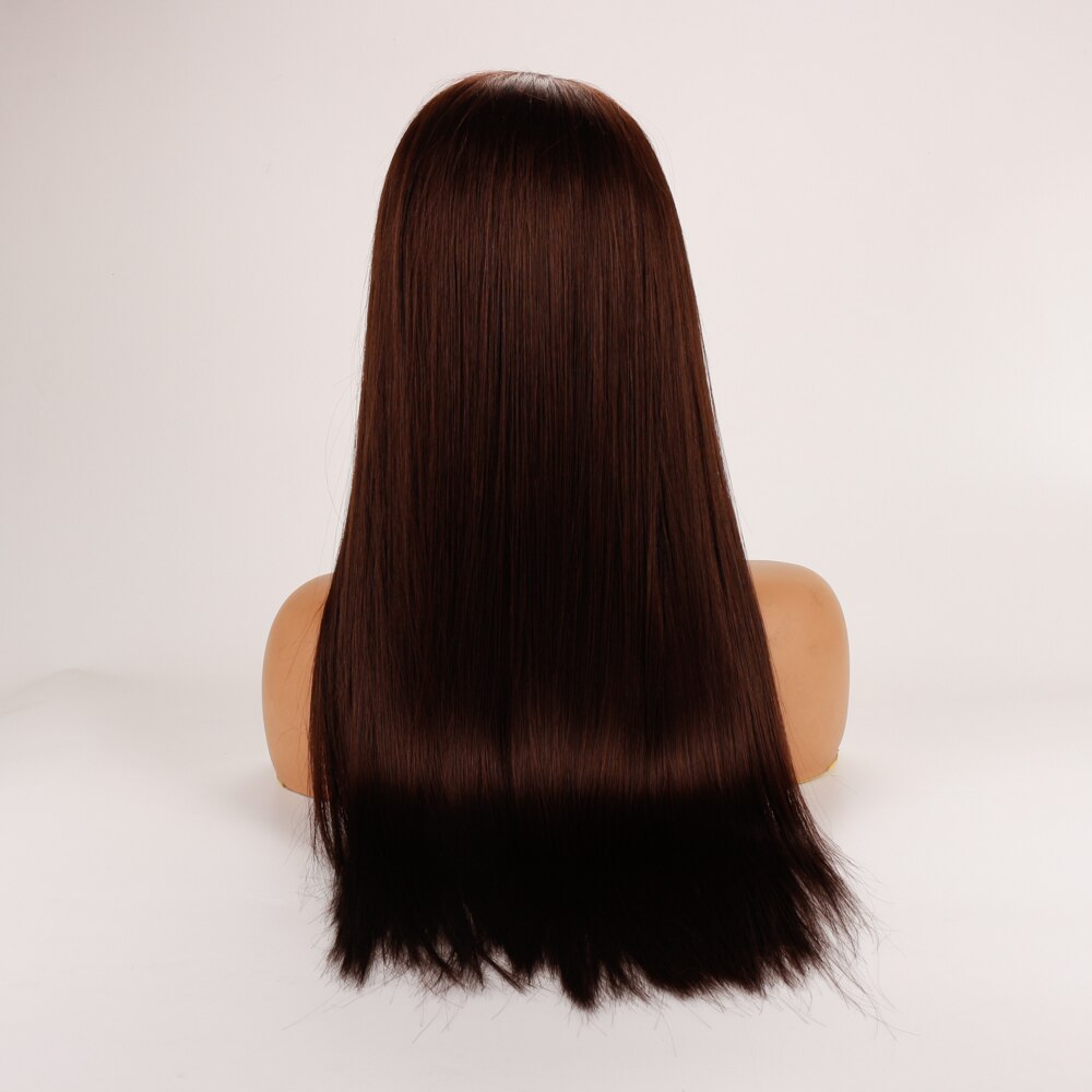 Synthetic Lace Front Wig Heat Resistant Hair Blown Color For Black Women Middle Part Hand Tied Long Silky Straight Lace Wig