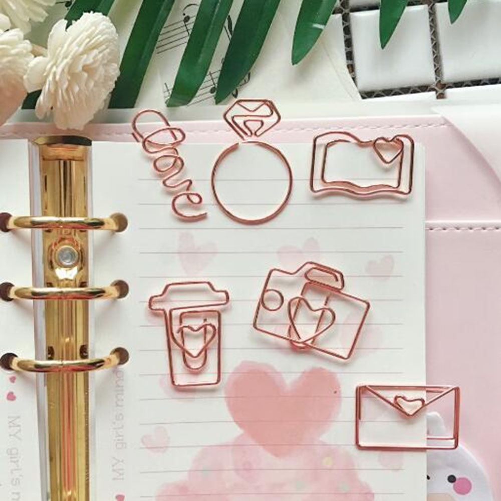 4Pcs In Oro Rosa di Carta Pinze Segnalibro Planner Strumenti Strumenti di Scrapbooking Memo Clip In Metallo Binder Paperclip ndex segnalibro per i libri
