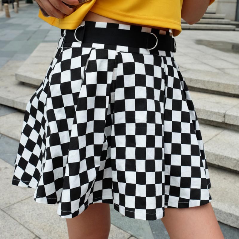 Falda escocesa plisada de cintura alta para mujer, minifalda informal coreana Harajuku, para baile, Club, prendas de vestir, línea A: M