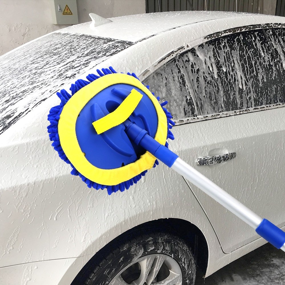 Telescoping Long Handle Car Cleaning Brush Adjustable Cleaning Mop Chenille Broom Car Wash Brush Auto Cleaning Tools