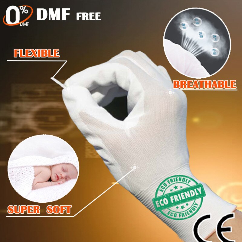 24 stück/12 Paare Sicherheit Mechaniker Arbeit Handschuhe Beschichtet PU Nitril Gummi Palme Gestrickte Nylon Gartenarbeit Handschuhe Mann Schießen