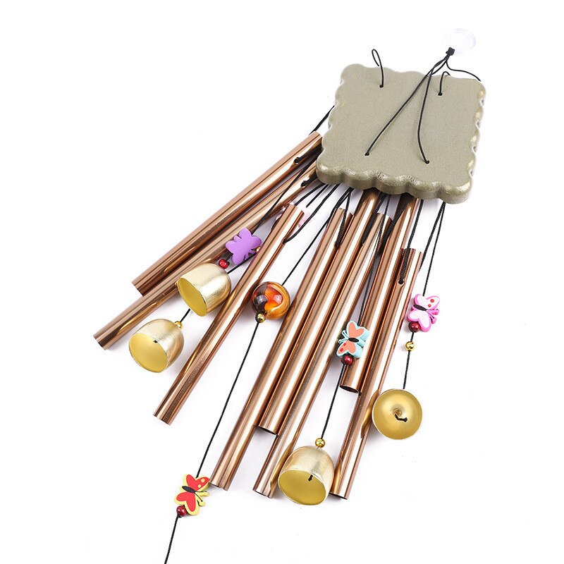 1PC Metal Eight Tubes 4 Bells Wooden Wind Chimes Home Garden Crafts Ornaments Window garden decoration Pendants